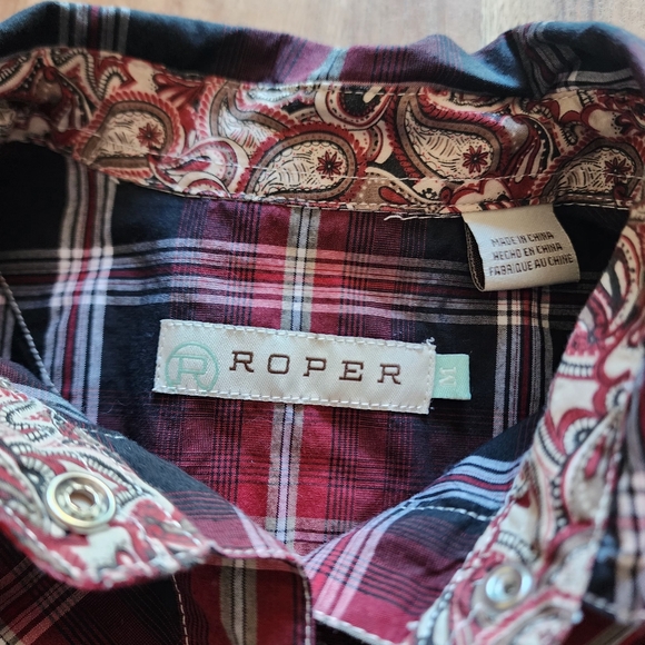 Roper long sleeve plaid western shirt,snap closure 100% cotton size M - Picture 8 of 13